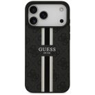 iPhone 17 Pro Max Guess 4G nyomott csíkos fekete MagSafe tok