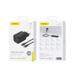   FONENG wall charger EU69 PD 20W 1xUSB-C + kábel USB-C - USB-C Fekete