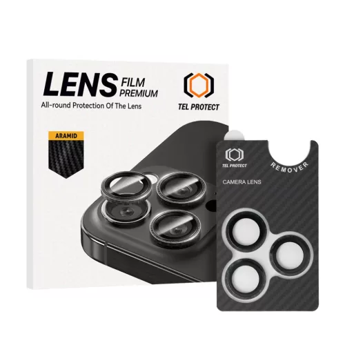 Temperált üveg Tel Protect 3D Lens Aramid Series kamera védő iPhone 14/14 Plus/16e/17e-hez (2 darab lencse) üvegfólia