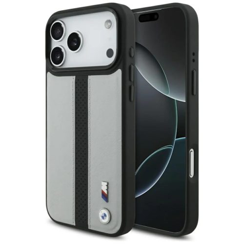 iPhone 17 Pro Max BMW M Perforated Stripe Logo MagSafe szürke tok