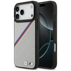   iPhone 17 Pro Max BMW M Tricolor Metal Logo MagSafe szürke tok,
