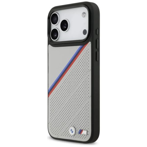 iPhone 17 Pro Max BMW M Tricolor Metal Logo MagSafe szürke tok,