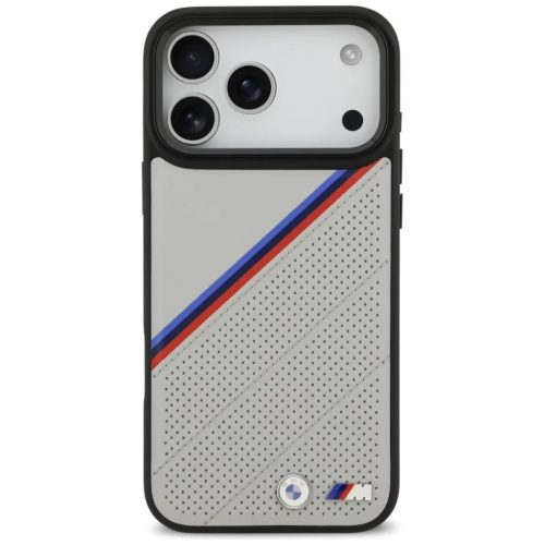 iPhone 17 Pro Max BMW M Tricolor Metal Logo MagSafe szürke tok,