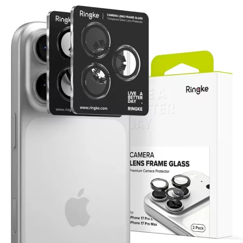 iPhone 17 Pro / 17 Pro Max Ringke Kameravédő Keret 2 csomag Fekete üvegfólia