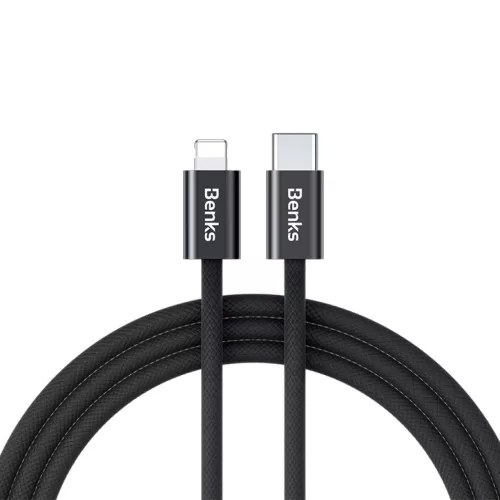 BenksCable D46 fonott - Type C - Lightning - PD 27W 3A 2 méter fekete