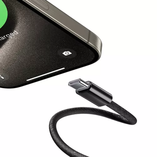 BenksCable D46 fonott - Type C - Lightning - PD 27W 3A 2 méter fekete