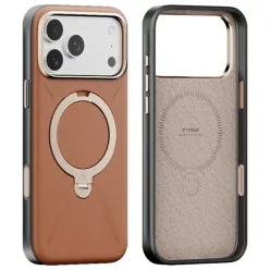 iPhone 17 Pro Max Torras - QPRO Leather Series - Barna tok