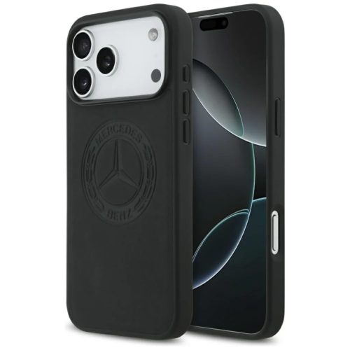 iPhone 17 Pro Max Mercedes Leather Vintage Logo tok fekete