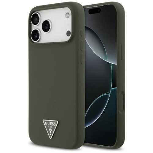 iPhone 17 Pro Max Guess - Silicone Triangle Logo MagSafe (GUHMP17XSCTRLMA) - Khaki tok