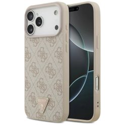   iPhone 17 Pro Max Guess bőr 4G Triangle Strass MagSafe tok rózsaszín tok