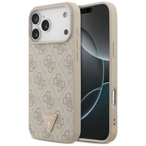 iPhone 17 Pro Max Guess bőr 4G Triangle Strass MagSafe tok rózsaszín tok