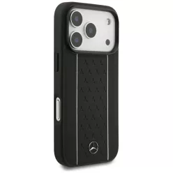   iPhone 17 Pro Mercedes bőr csillag minta csíkok MagSafe tok fekete