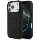 iPhone 17 Pro Mercedes bőrtok vintage logóval MagSafe fekete tok