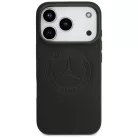 iPhone 17 Pro Mercedes bőrtok vintage logóval MagSafe fekete tok