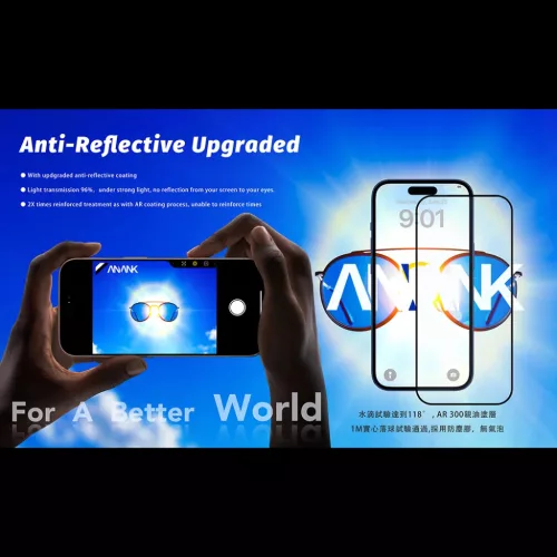 iPhone 17 Pro Max Fekete ANANK - 2.5D fényvisszaverődésmentes képernyővédő üvegfólia