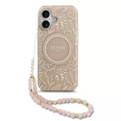 iPhone 17 Pink Guess IML Virágmintás Pántos MagSafe tok