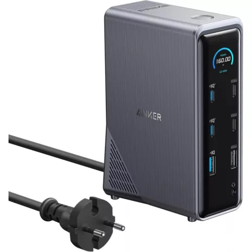 USB-C Hub Anker Prime 737, 2 x USB-A 3.0 - 3 x USB-A - 5 x USB-C - 2 x HDMI - 1 x Jack 3.5mm - 1 x RJ45, Fekete A83B63A1
