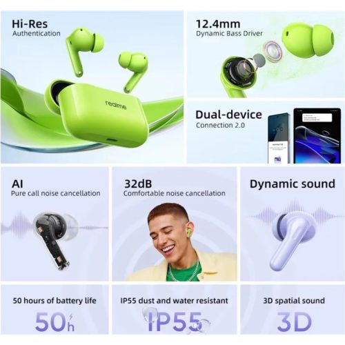 Realme Buds T200, Havas Fehér, Vezeték nélküli fülhallgató