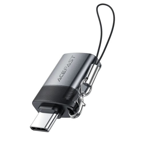 Adapter (J7) - OTG funkcióval, USB-ről Type-C-re, 10Gbps adatátvitel, gyors töltés - Fém Szürke Acefast