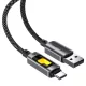 Data Cable Acefast (C21-04) - Gyors töltés, USB - Type-C, 3A, Színes gradiens fényhatás, Nejlon fonat, 1.2m - Fekete
