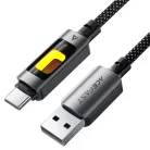 Data Cable Acefast (C21-04) - Gyors töltés, USB - Type-C, 3A, Színes gradiens fényhatás, Nejlon fonat, 1.2m - Fekete