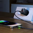 Data Cable Acefast (C21-04) - Gyors töltés, USB - Type-C, 3A, Színes gradiens fényhatás, Nejlon fonat, 1.2m - Fekete
