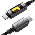 Data Cable (C21-03) Gyors Töltő Acefast, Type-C to Type-C, 60W, 3A, Színes Gradiens Fényhatás, 1.2m - Fekete