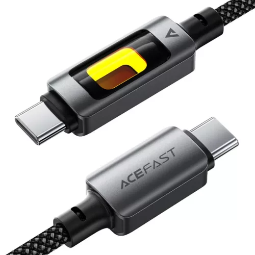 Data Cable (C21-03) Gyors Töltő Acefast, Type-C to Type-C, 60W, 3A, Színes Gradiens Fényhatás, 1.2m - Fekete