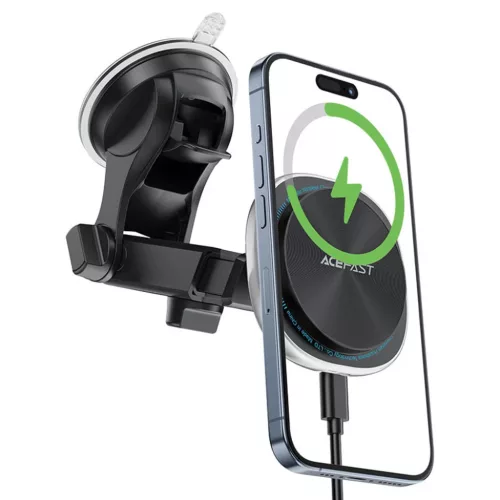Autós tartó Acefast - Vezeték nélküli töltéssel (D42) - műszerfalhoz, mágneses rögzítés, USB-C, 15W, 4.7 - 6.9" telefonokhoz - Ezüst