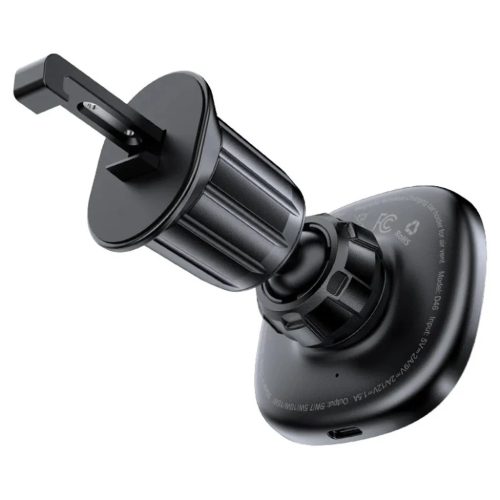 Autós tartó vezeték nélküli töltéssel (D46) Acefast - légbeömlőhöz, mágneses tartás, csúszásmentes, 15W, 4.7 - 6.9" telefonokhoz - Fekete