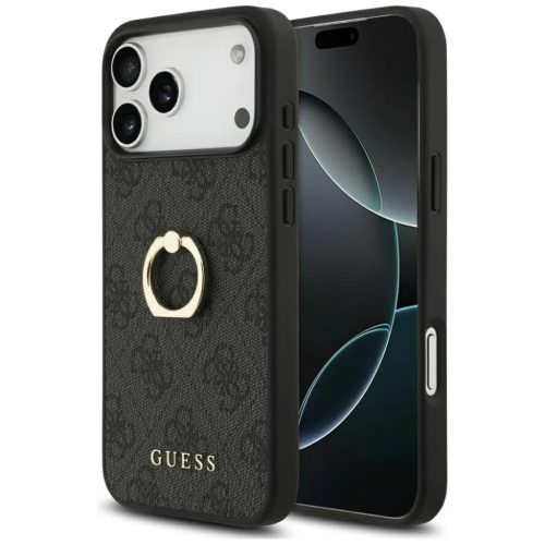 iPhone 17 Pro Max Guess - Hardcase 4G Ring Stand (GUHCP17X4GMRGR) - Fekete tok
