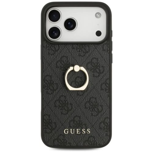 iPhone 17 Pro Max Guess - Hardcase 4G Ring Stand (GUHCP17X4GMRGR) - Fekete tok