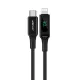 Acefast C6-01 adatkábel Type-C - Lightning, Gyors töltés, 3A, LED kijelző, 1.2m - Fekete