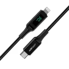 Acefast C6-01 adatkábel Type-C - Lightning, Gyors töltés, 3A, LED kijelző, 1.2m - Fekete