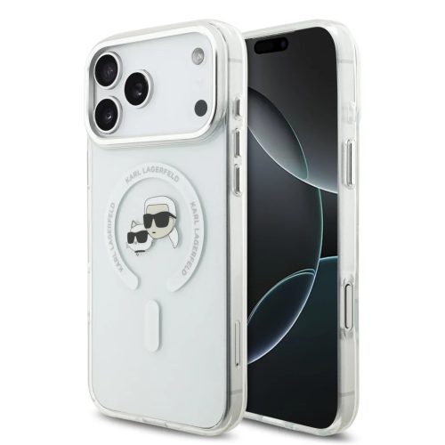 Karl Lagerfeld IML K&CH Heads Metal Frame MagSafe tok iPhone 17 Pro Max átlátszó tok