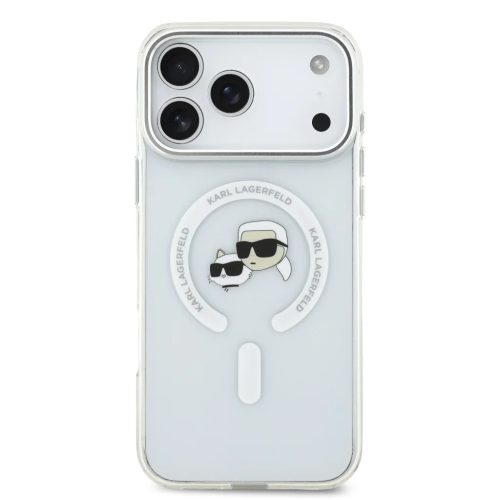 Karl Lagerfeld IML K&CH Heads Metal Frame MagSafe tok iPhone 17 Pro Max átlátszó tok