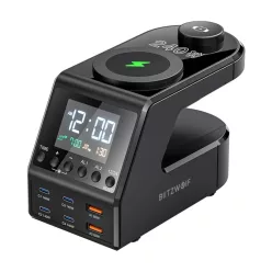   Blitzwolf BW-FW10 ébresztőóra töltővel 2xUSB-A, 4xUSB-C, 240W