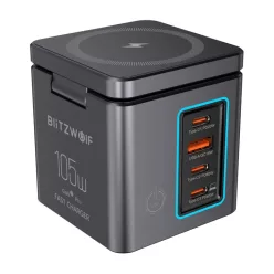   Blitzwolf BW-i113 GaN hálózati töltő, USB-A, 3xUSB-C, 105W