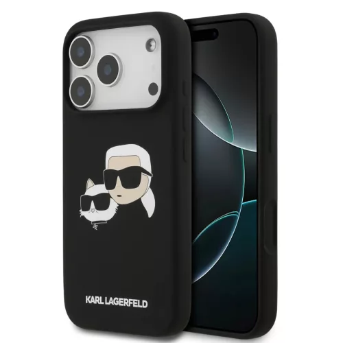 iPhone 17 Pro Fekete Karl Lagerfeld Liquid Silicone Double Heads MagSafe tok