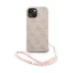 Guess PU Bőrből Készült 4G Színes Gyűrűs Pánt MagSafe iPhone 15 Tok Rózsaszín