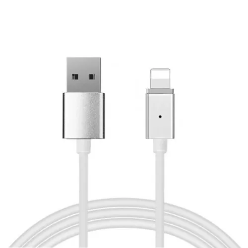 Mágneses kábel Type 1 - USB to Lightning - leválasztható csatlakozóval - Iphone 5/6/7/8/X 1 méter EZÜST (blister csomag)