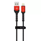 Blavec Raptor fonott Lightning USB 1,5A kábel - 2 méter (CRA-UL15BR20) fekete-piros