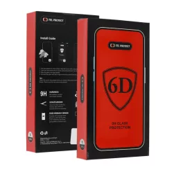   Teljes ragasztós 6D edzett üveg IPHONE 16 PLUS (Fekete) - 10 CSOMAG üvegfólia