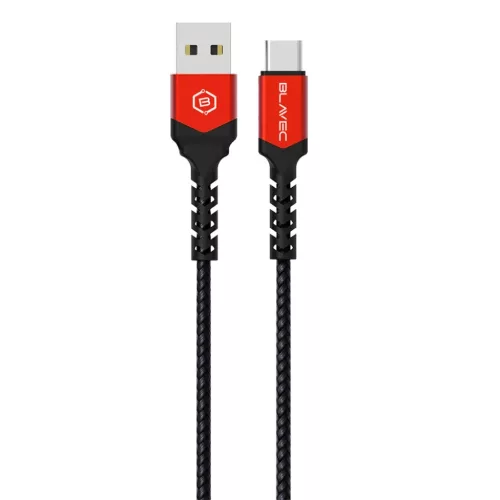 Blavec Cable Raptor fonott - USB Type C - 3A 1 méter Apple CarPlay/Android Auto (CRA-UC3BR10) fekete-piros