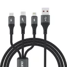 Dudao L3E 3 az 1-ben 60W MicroUSB USB-C Lightning kábel 1.2m - Fekete