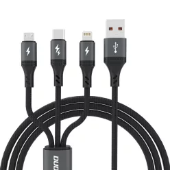   Dudao L3E 3 az 1-ben 60W MicroUSB USB-C Lightning kábel 1.2m - Fekete