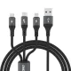 Dudao L3E 3 az 1-ben 60W MicroUSB USB-C Lightning kábel 1.2m - Fekete