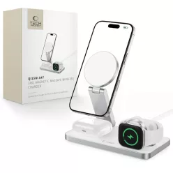   Tech-protect Qi15w-a47 3in1 Mágneses Magsafe Vezeték Nélküli Töltő Fehér