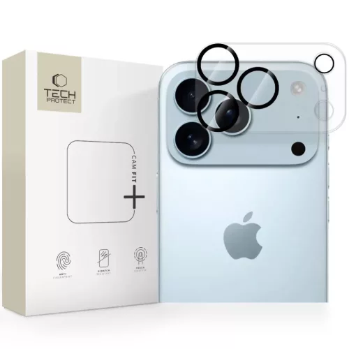 iPhone 17 Pro Max átlátszó Tech-protect Cam Fit+ kameravédő üvegfólia