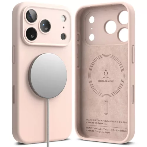 iPhone 17 Pro Ringke Szilikon Mágneses Magsafe tok Rózsaszín Homok